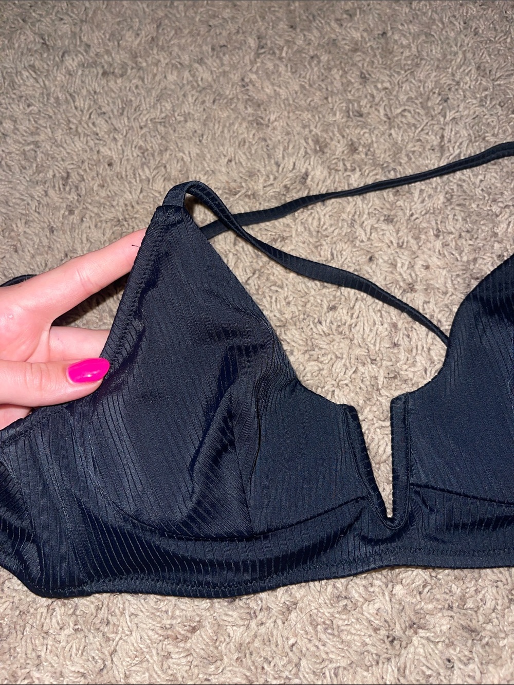 Black Ribbed Bikini Top - Picture 5 of 5